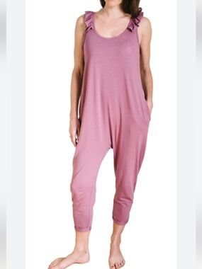 smash & tess pink ruffle romper SMALL